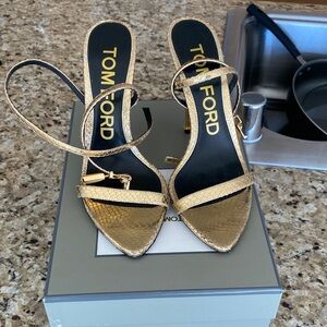 Tom Ford Gold Strappy Heels